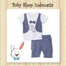 large setelan baju rompi biru